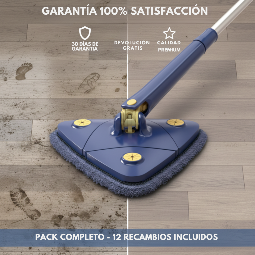 Fregona triangular limpieza profunda 10 segundos rotación 360 grados sistema autoescurrible
