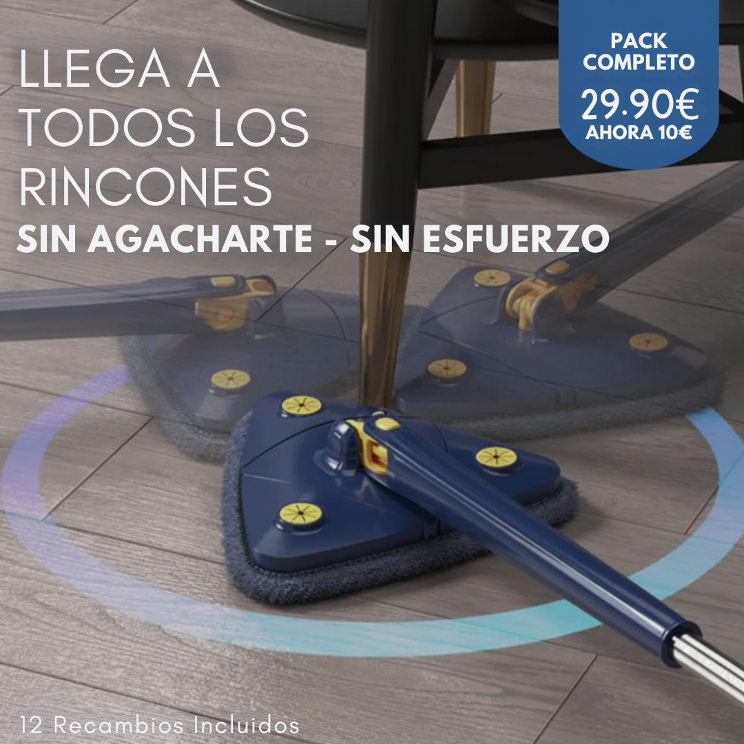 "Fregona triangular alcanza rincones difíciles pack completo 29.90 euros"