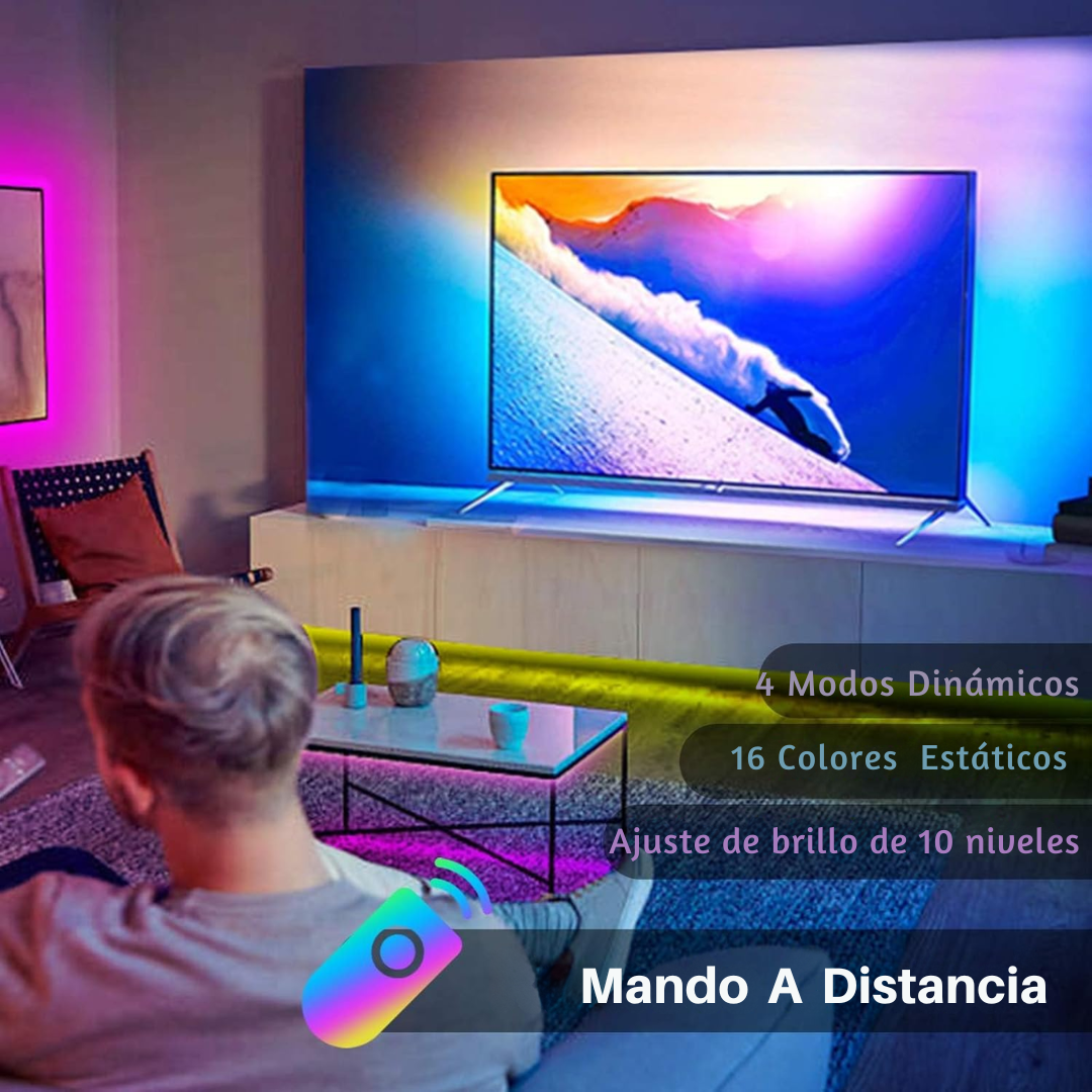 Tira LED RGB 5m con mando y aplicación móvil