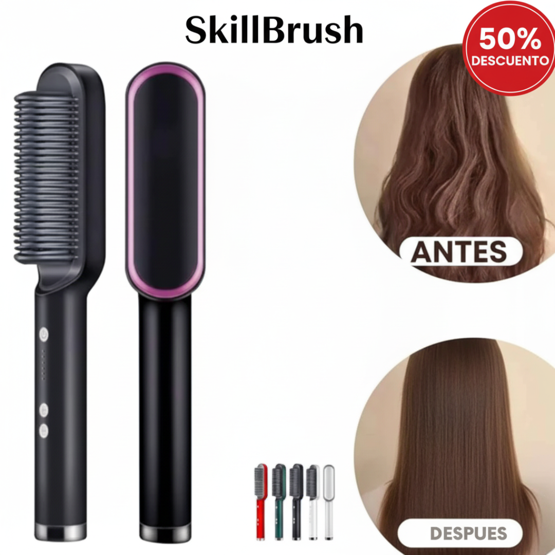 Cepillo alisador SkillBrush - Antes y después cabello liso en 5 minutos - 50% descuento

