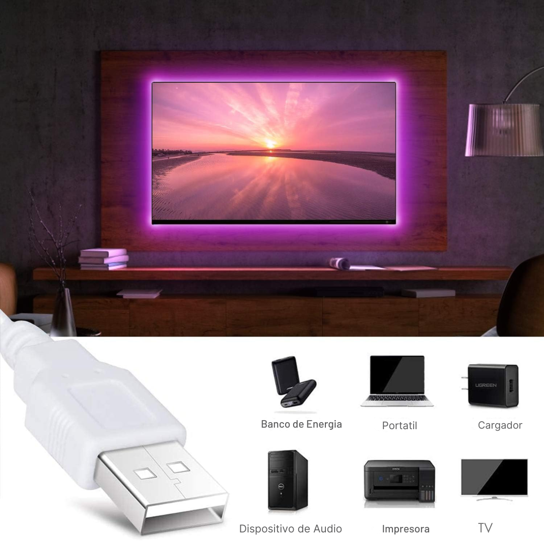 Tira LED RGB 5m con mando y aplicación móvil