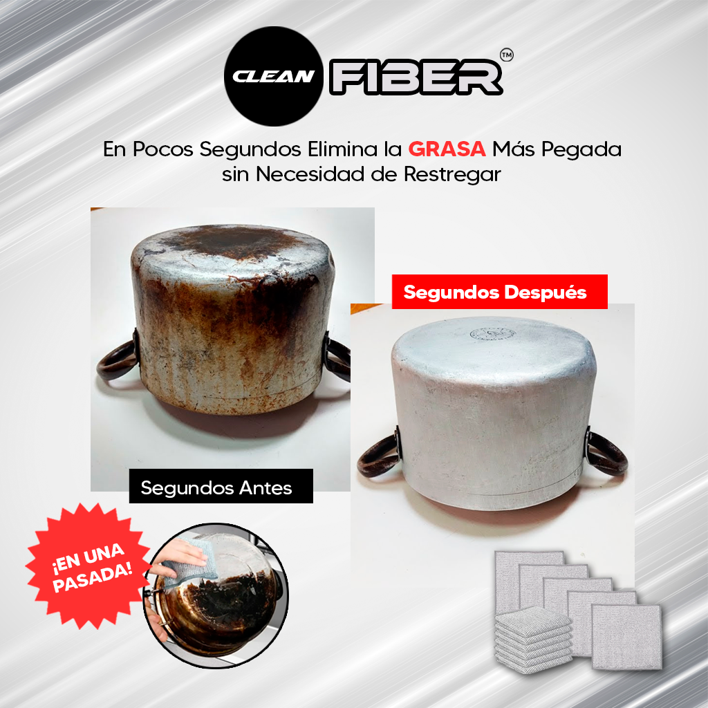 CleanFiber™ - Elimina la grasa más pegada en segundos, sin rayar y sin esfuerzo-pack 18(6 sets de 3 paños)
