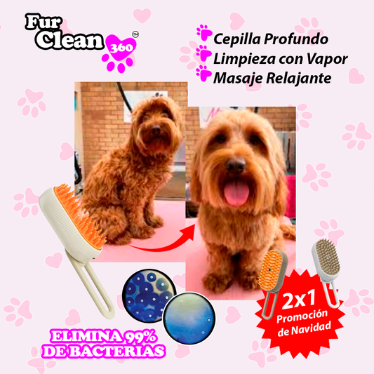 FurClean 360™ – PACK 2 CEPILLOS de Vapor para Mascotas (Oferta 2x1)