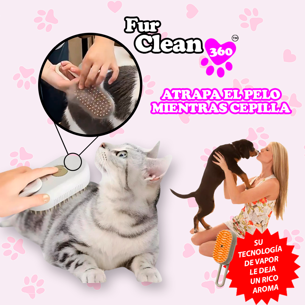 FurClean 360™ – PACK 2 CEPILLOS de Vapor para Mascotas (Oferta 2x1)
