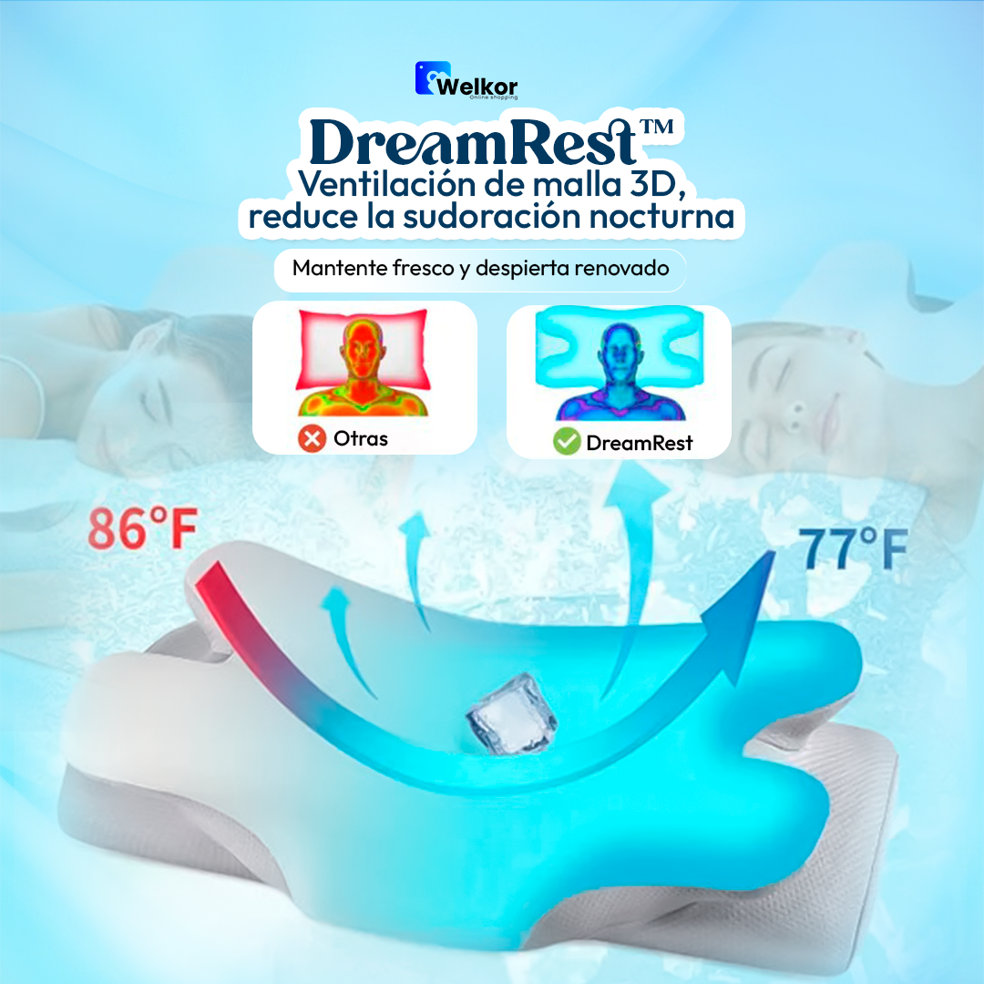 DreamRest™ almohada cervical con ventilación 3D - descanso fresco y cómodo