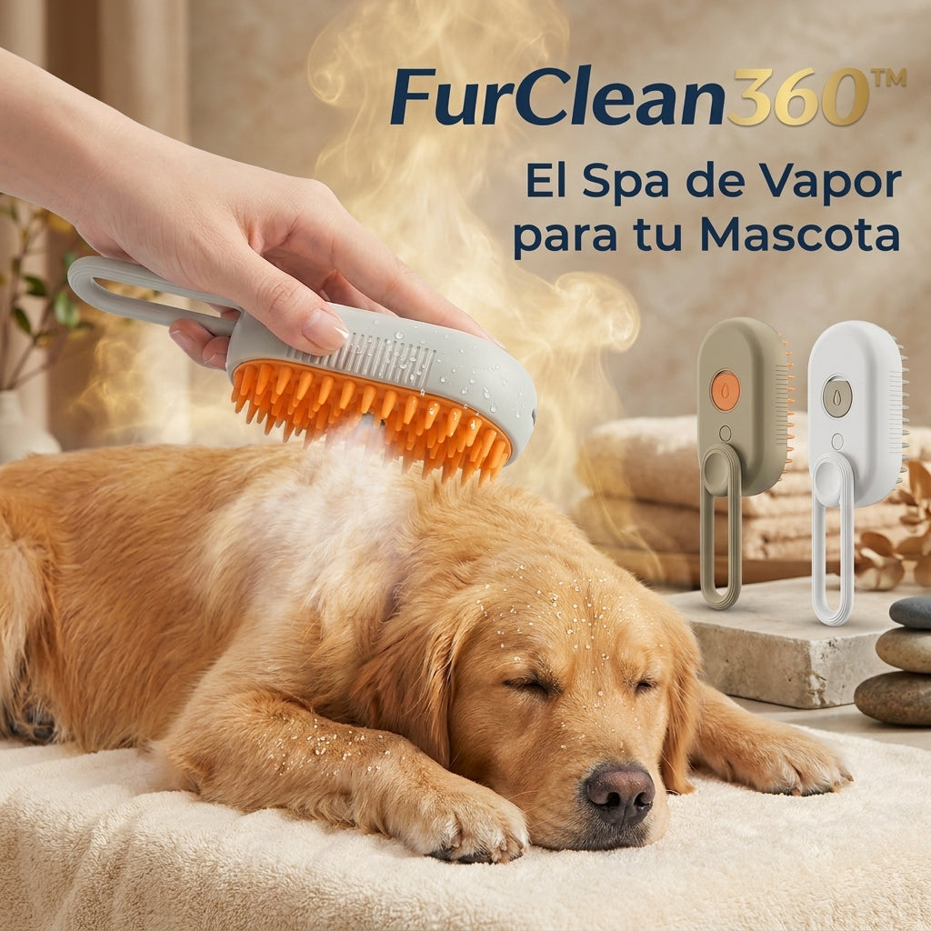 FurClean360™ cepillo de vapor para mascotas - perro golden retriever relajado

