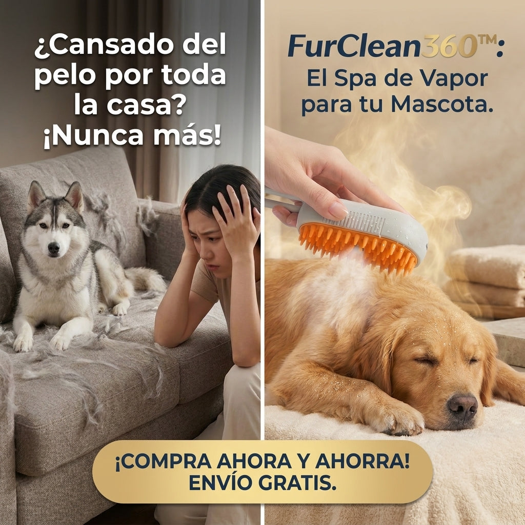FurClean360™ tu mascota merece esto - cepillo de vapor para perros y gatos

