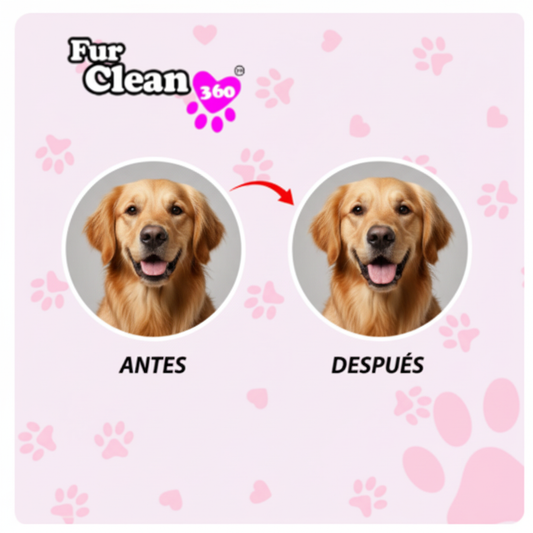 Antes y después FurClean 360 - Resultados visibles pelo brillante suave sin nudos en perros
